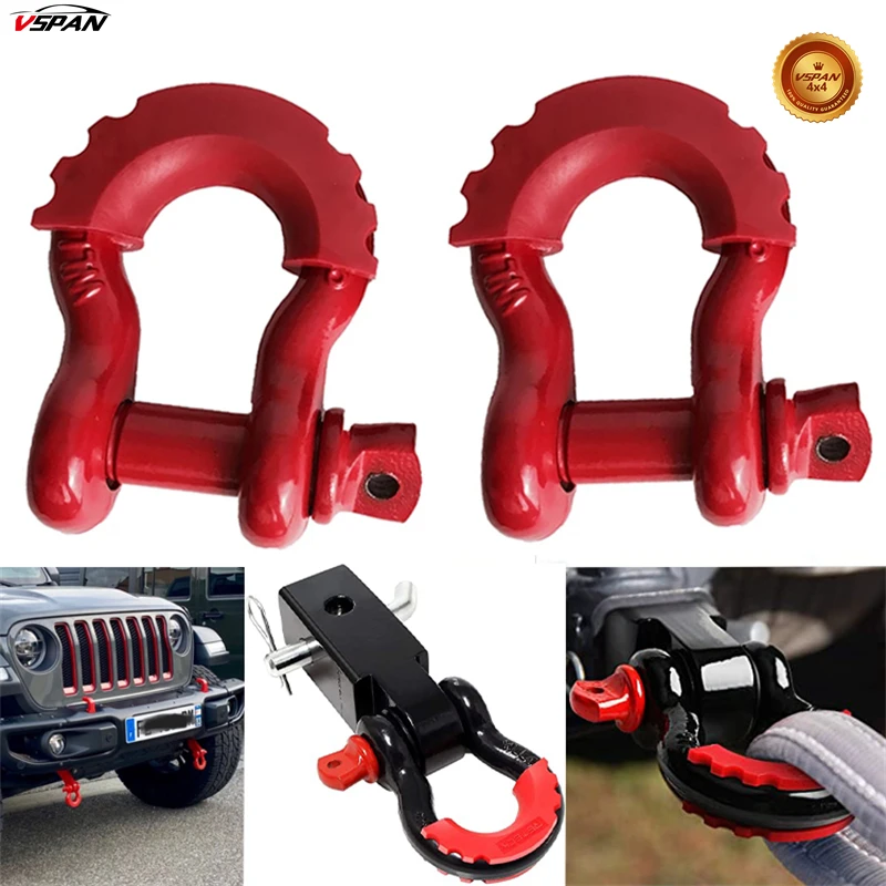 

Vspan 5/8" D Ring Tow Shackle 42,000Ibs Break Strength with Isolator & Washers Kit for Tow Strap Winch Off Road Vehicle Recovery