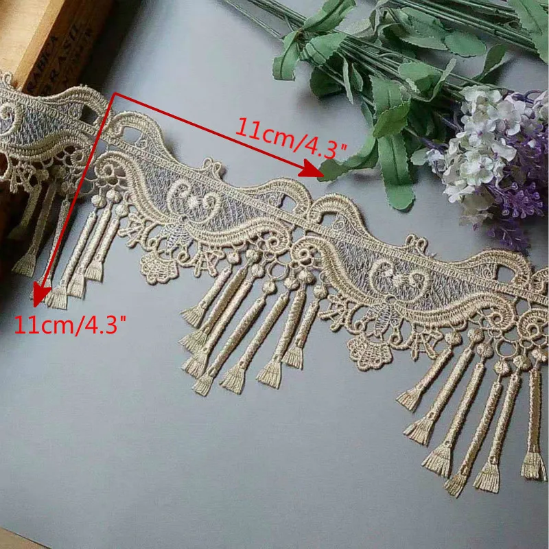 2 ярдов 182 см кружевная лента кисточка украшение лентами вышивка цветок тесьма