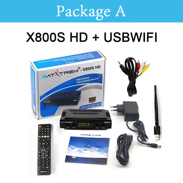 box with wifi Satxtrem X800s HD спутниковый ресивер с USB Wifi и бесплатно 1 год Cccam Oscam Германия цифровой спутниковый ресивер рецептор Azamerica - Цвет: box with wifi