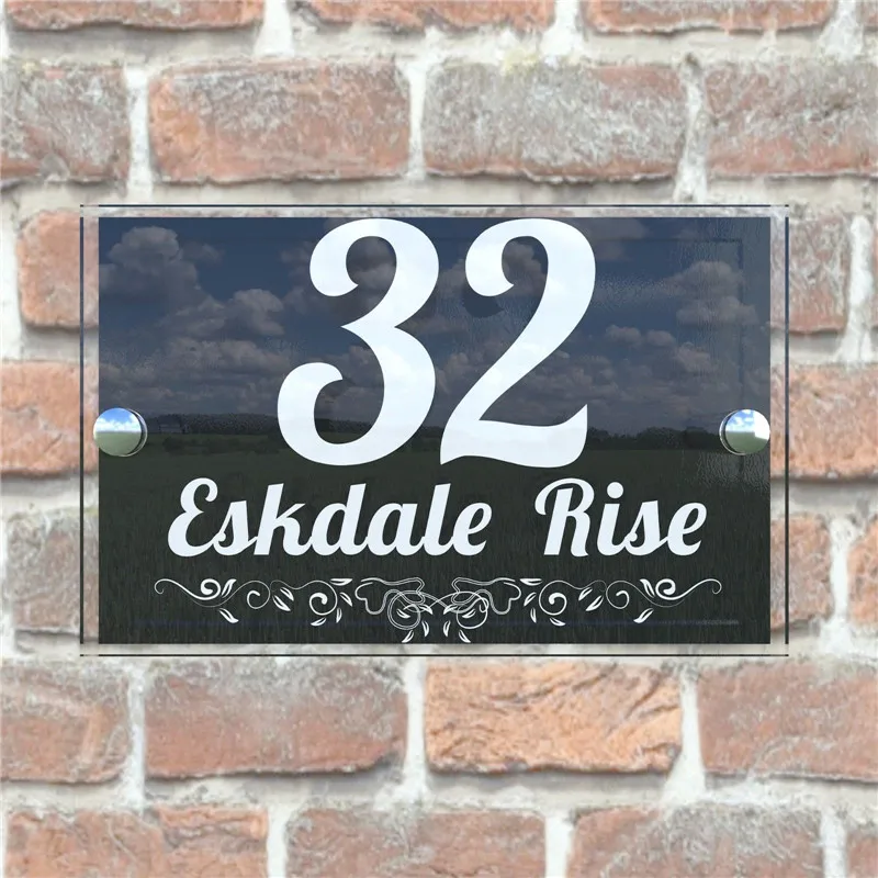 

Contemporary Customized HOUSE NUMBERS SIGN PLAQUE DOOR GLASS EFFECT ACRYLIC A9