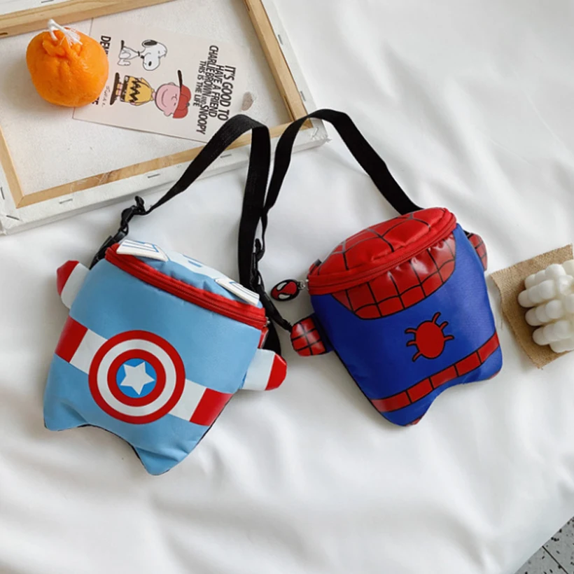 

2021 Disney Children's Diagonal Bag Spider Man Trendy Nylon Shoulder Bag Cartoon Anime Baby Blue Coin Purse Girl Storage Bag