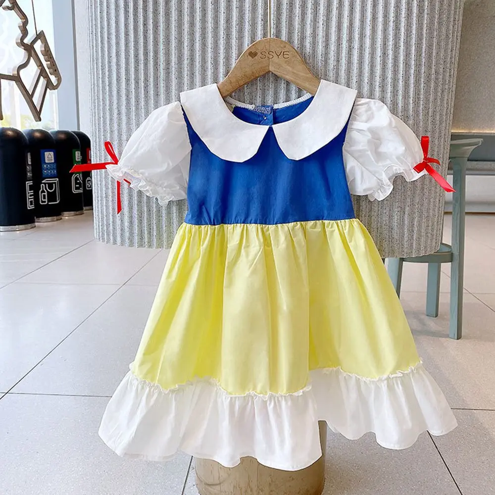 

Girls Princess Lolita Dress Summer Outfits Kids Children Baby Short Sleeve Bow Sweet Doll Collar Dresses Vestidos WT1204