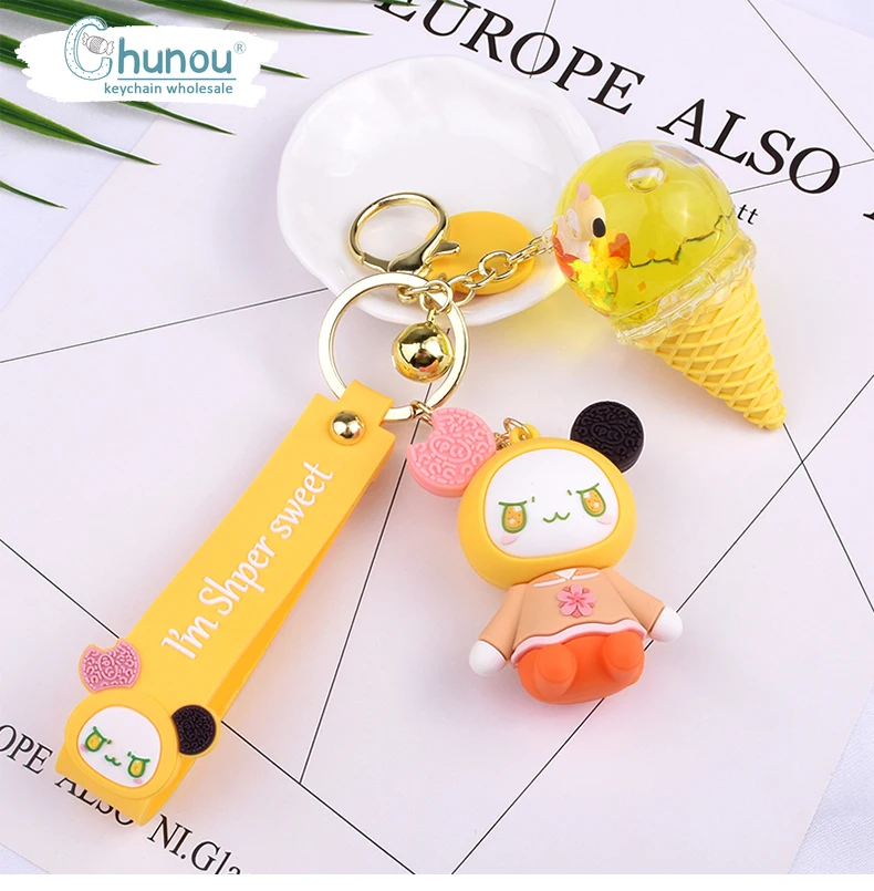 Fashion Cute Doll Ice Cream Animation Keychain Creative Cute Cartoon CharmKey Chain Ladies Fun Bag Mobile Phone Pendant Keychain