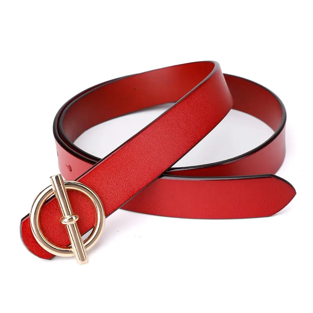 Snake Skin Print Belts Women Gold Round Buckle Waistband Leather Belt Women Dress Jeans Belt