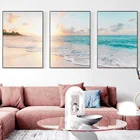 Настенная картина с изображением голубого моря восхода волн пляжа ананаса на холсте скандинавские плакаты и принты настенные картины для декора гостиной