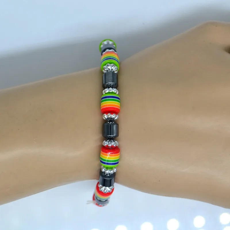 Цилиндрический Радужный разноцветный гематит 20 карамельных цветов браслет в