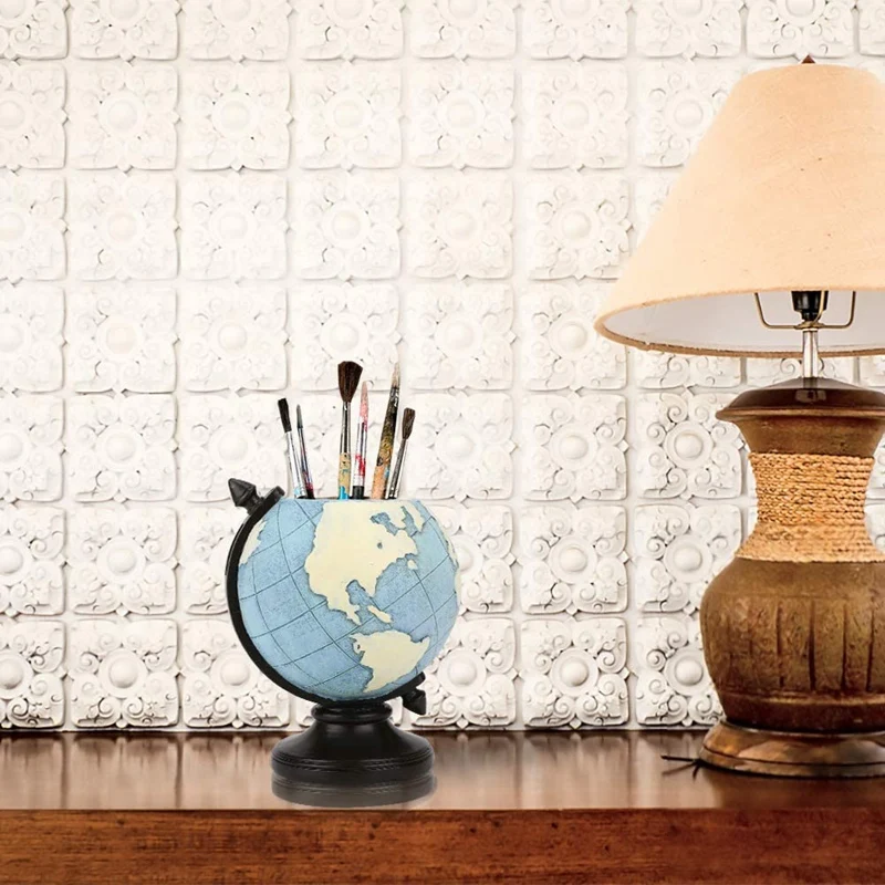 

Globe Pen Pencil Pot Holder Vintage Pencil Cup Stand Kids Desk Organizer Retro Home Office School Decorations Gifts