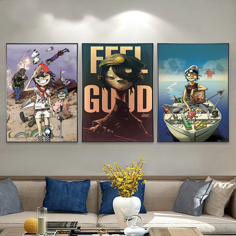 Gorillaz бумажные плакаты с белым покрытием Настенная картина домашний декор для