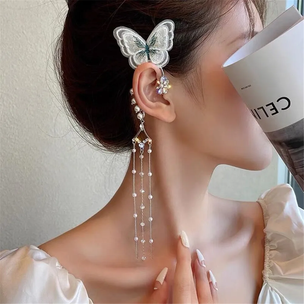 

Vintage Butterfly Luxury women's earrings Pierced earrings party long hanging earrings Pearl Jewelry accessories earring
