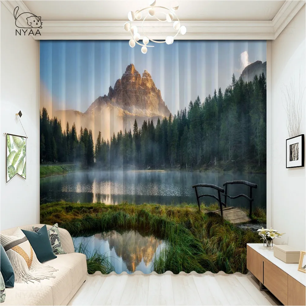 

Beautiful Garden Waterfall Curtain Bedroom Home Hotel Printed Country Style Curtains Office Rope Curtains Short Micro Shading