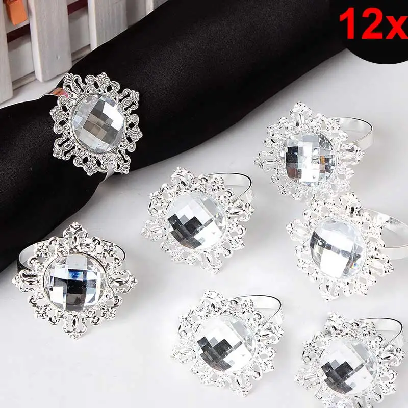 

12 шт. Bling акриловые кольца для салфеток держатель салфеток свадебная вечеринка для торжеств вечернее рождественский декор NIN668