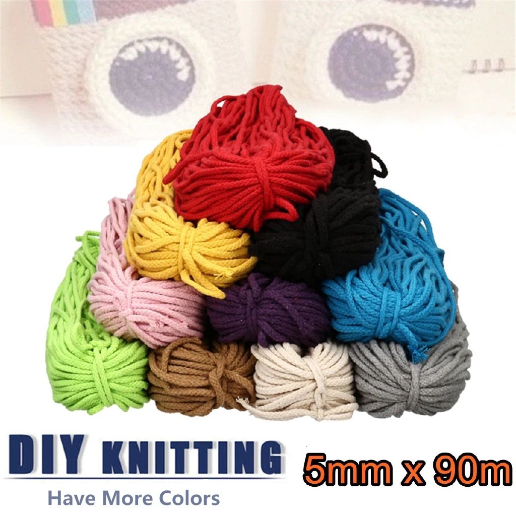 5 мм * 100 ярдов цветной белый хлопковый шнур натуральный бежевый витой веревка для