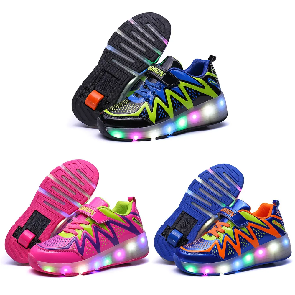 Kids Shoes Boy Running Sneakers Light Up Shoes Wheel Shoes Toddler Kids Anti-slip Shoes Fashion Design
