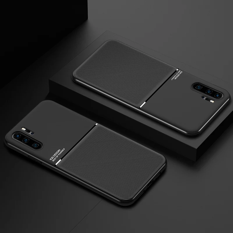 Car Magnet Holder Leather Texture Cases For Huawei Mate 40 Pro P20 P30 P40 Y9 Prime Y9s P Smart Z Plus 2019 Honor 20 9a 10x Lite