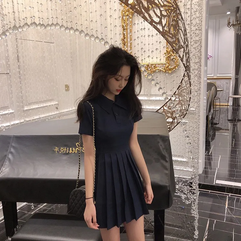 Платье женское Плиссированное мини с коротким рукавом офисное милое вечернее