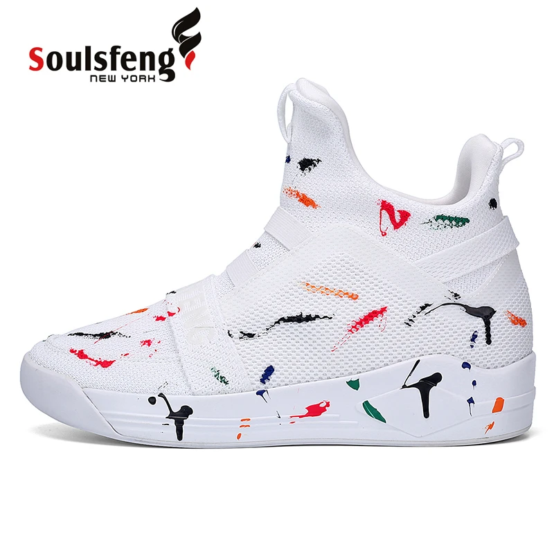 Soulsfeng Mens White High Top Running Shoes Casual Mesh Sneakers Outdoor Trekking Sneakers Autumn Winter Warm Shoes