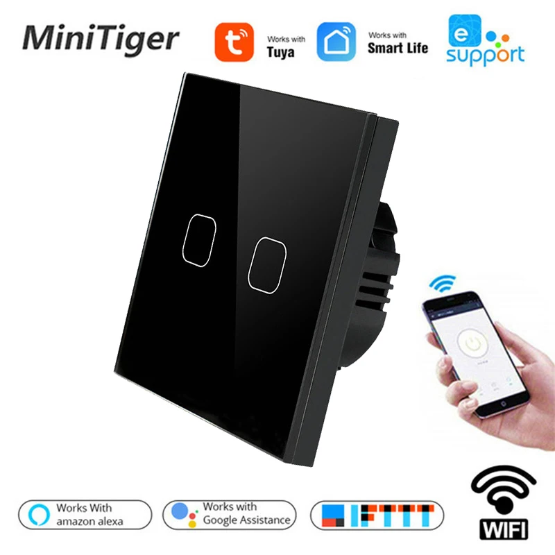 Умный дом Tuya/Smart Life/ewelink настенный сенсорный светильник ель с Wi Fi 2 клавиши 1 канал