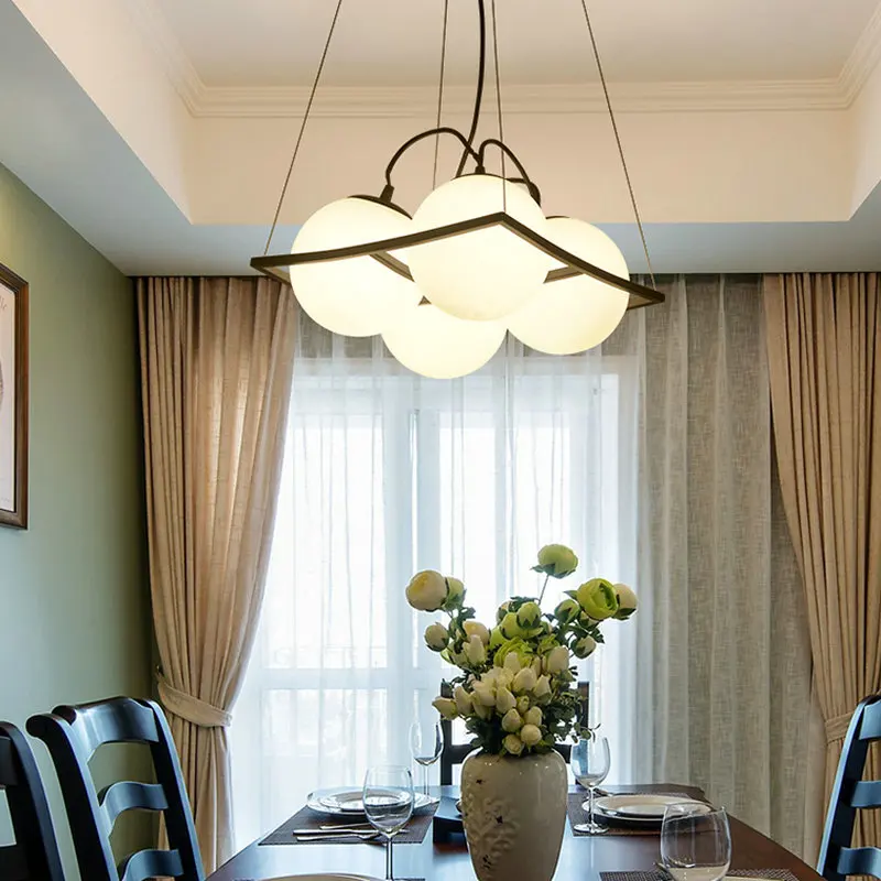 Современная Потолочная люстра в скандинавском стиле с черными шариками E27