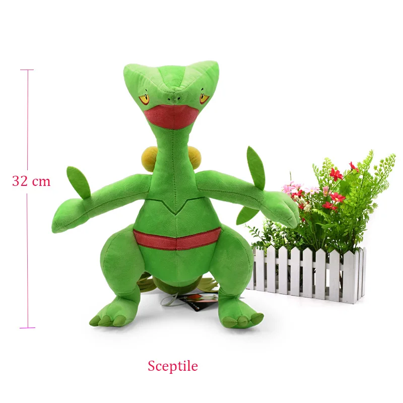 Sceptile Аниме Кукла Пикачу тортерра Snorlax Zeraora Rayquaza Charizard Bagon Lucario мультфильм чучела Peluche плюшевые игрушки Рождественский подарок - Цвет: Sceptile