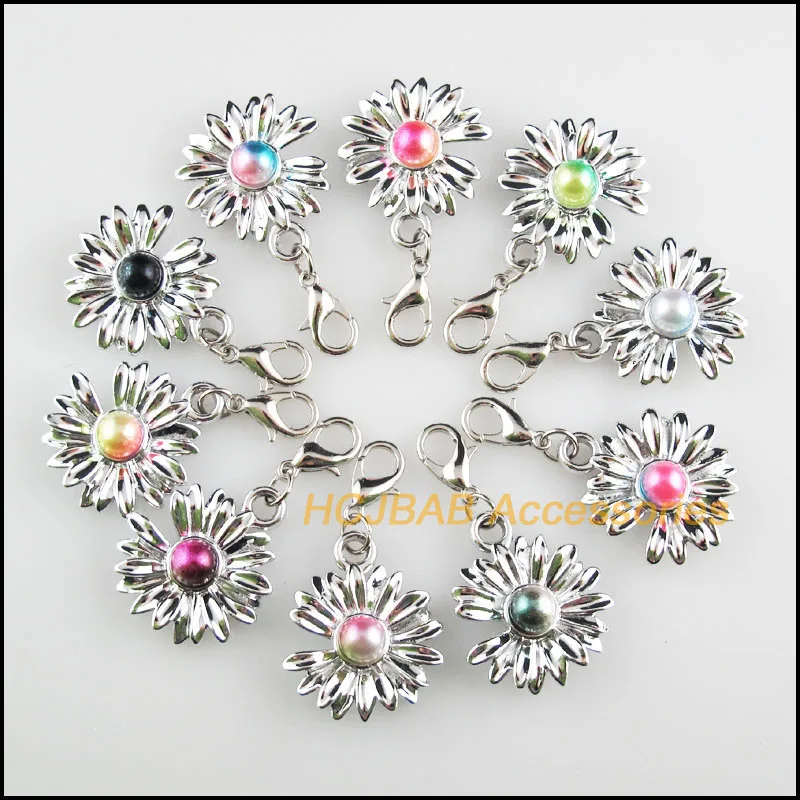 

Новинка 20New Daisy 20,5x24 мм Подвески тупой Серебряный Металл с гальваническим покрытием смешанный шар акриловый ретро с застежкой-карабином