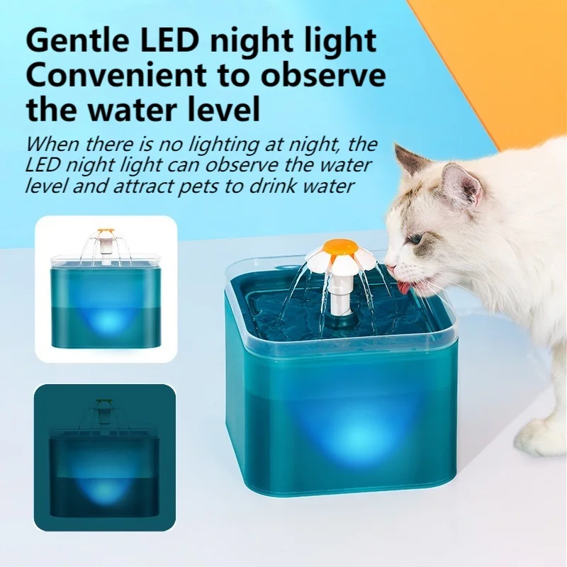 Automatic Cat Waterer Usb Filter Pet Led Light Smart Water Dispenser 2l Feeder 2021 Latest Style | Дом и сад
