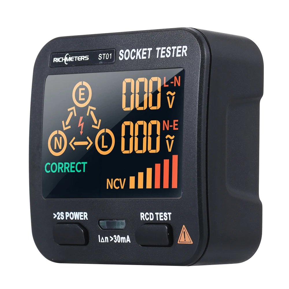 Умная цифровая розетка RICHMETERS ST01 тестер напряжения детектор заземления нулевой