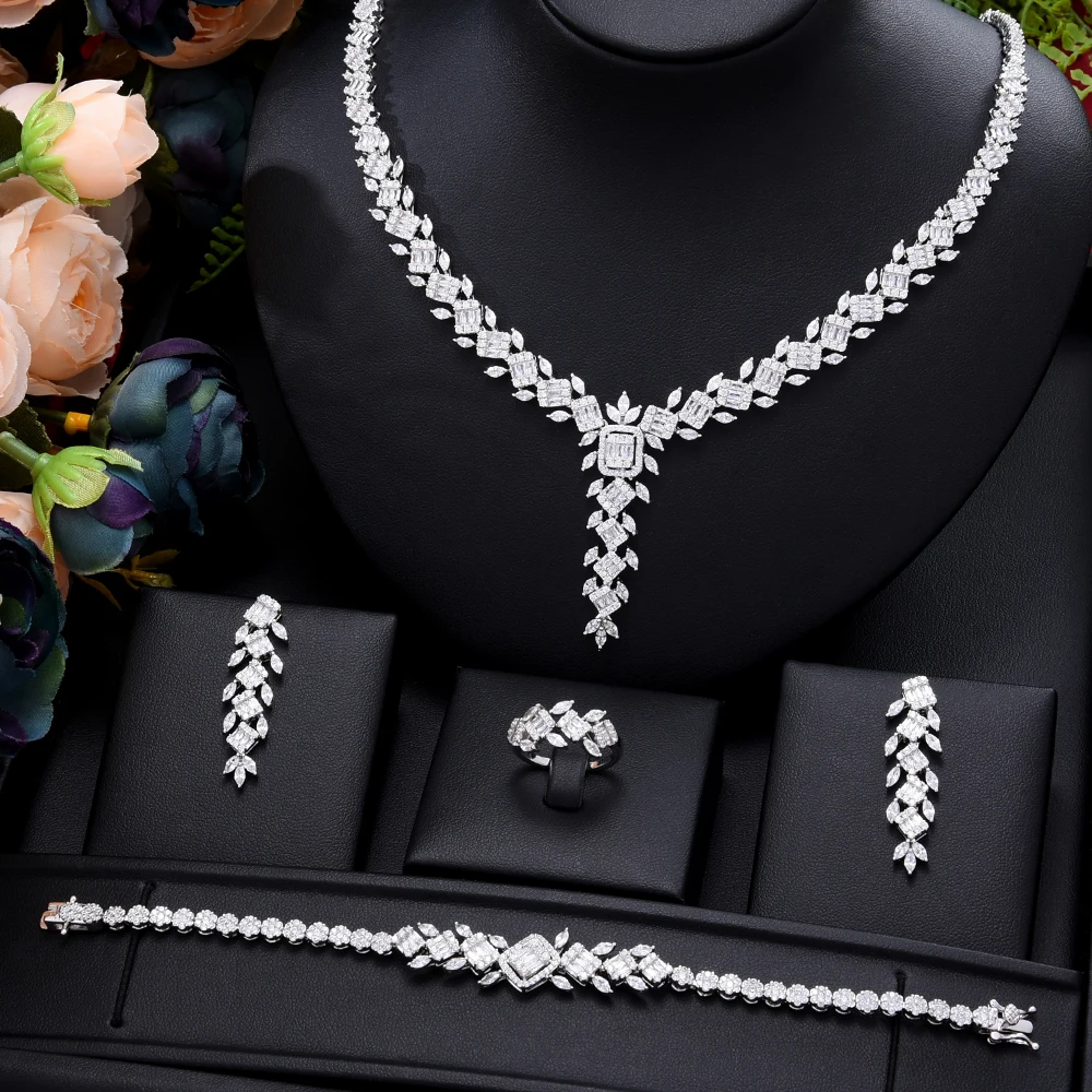 

GODKI Famous Brand 4PCS Green CZ Luxury African Jewelry Set For Women Wedding Party Zircon Crystal Dubai Bridal Jewelry Set Gift