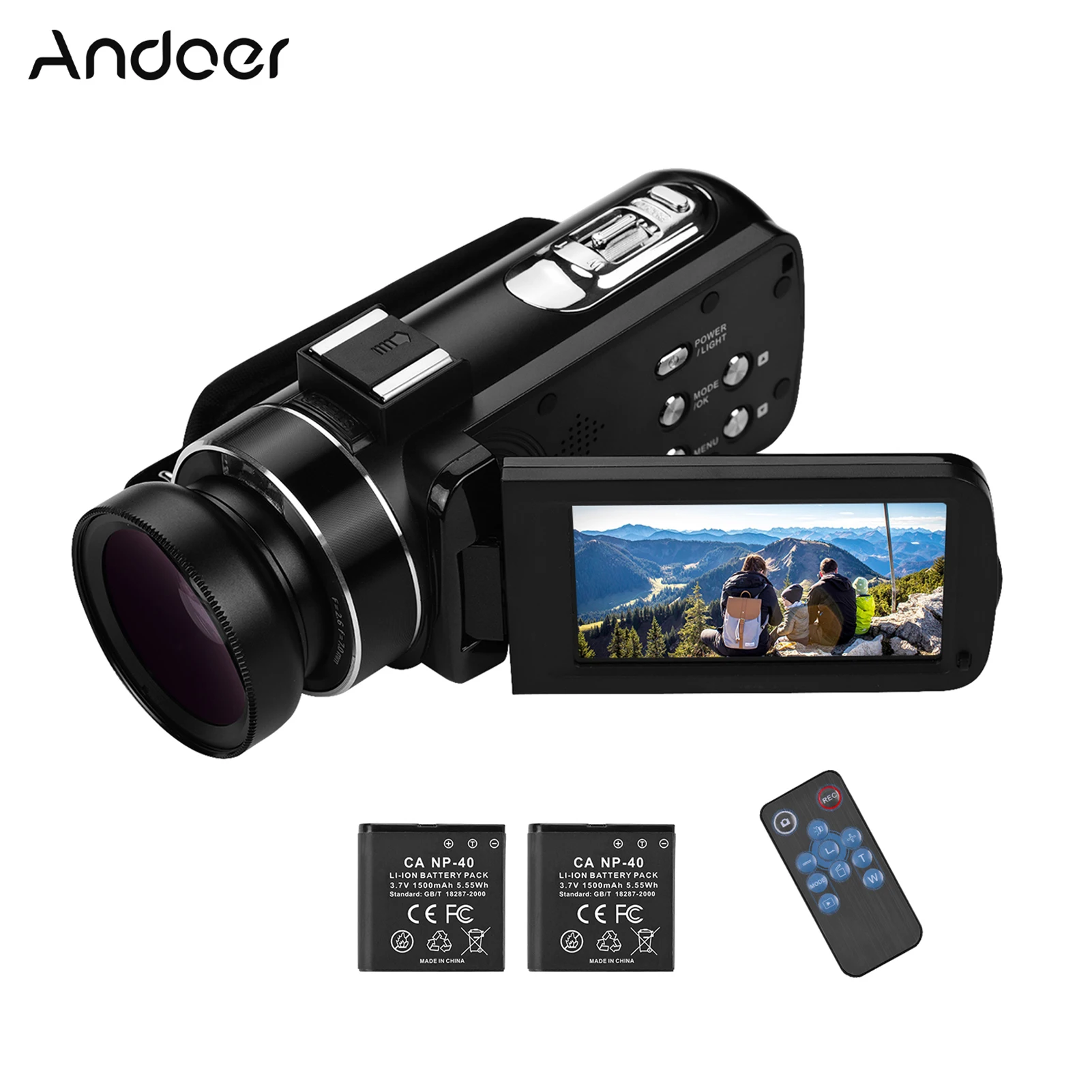 

Цифровая видеокамера Andoer 4K Ultra HD, ручная видеокамера DV с широкоугольным объективом 3,0 дюйма, IPS-монитор, съемка со взрывом