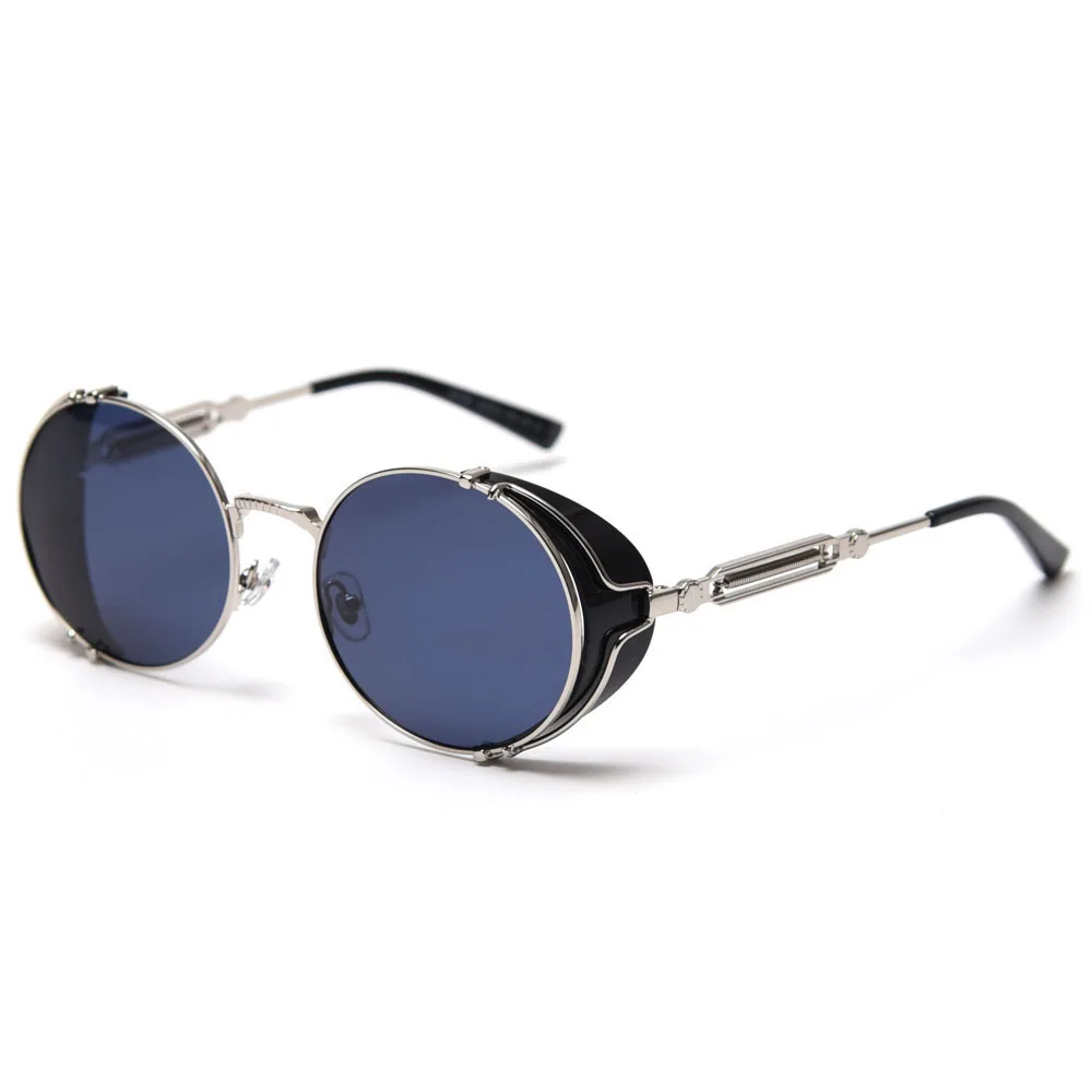 

Veshion Retro Steampunk Sunglasses Men Polarized Metal Frame Round Sun Glasses Women Uv400 Red Blue Rock Style 2021