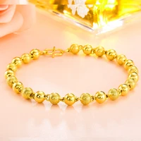 new glossy buddha beads beads transfer round beads sand gold bracelet 24k gold 3d hard gold couples bracelet jewelry wholesale