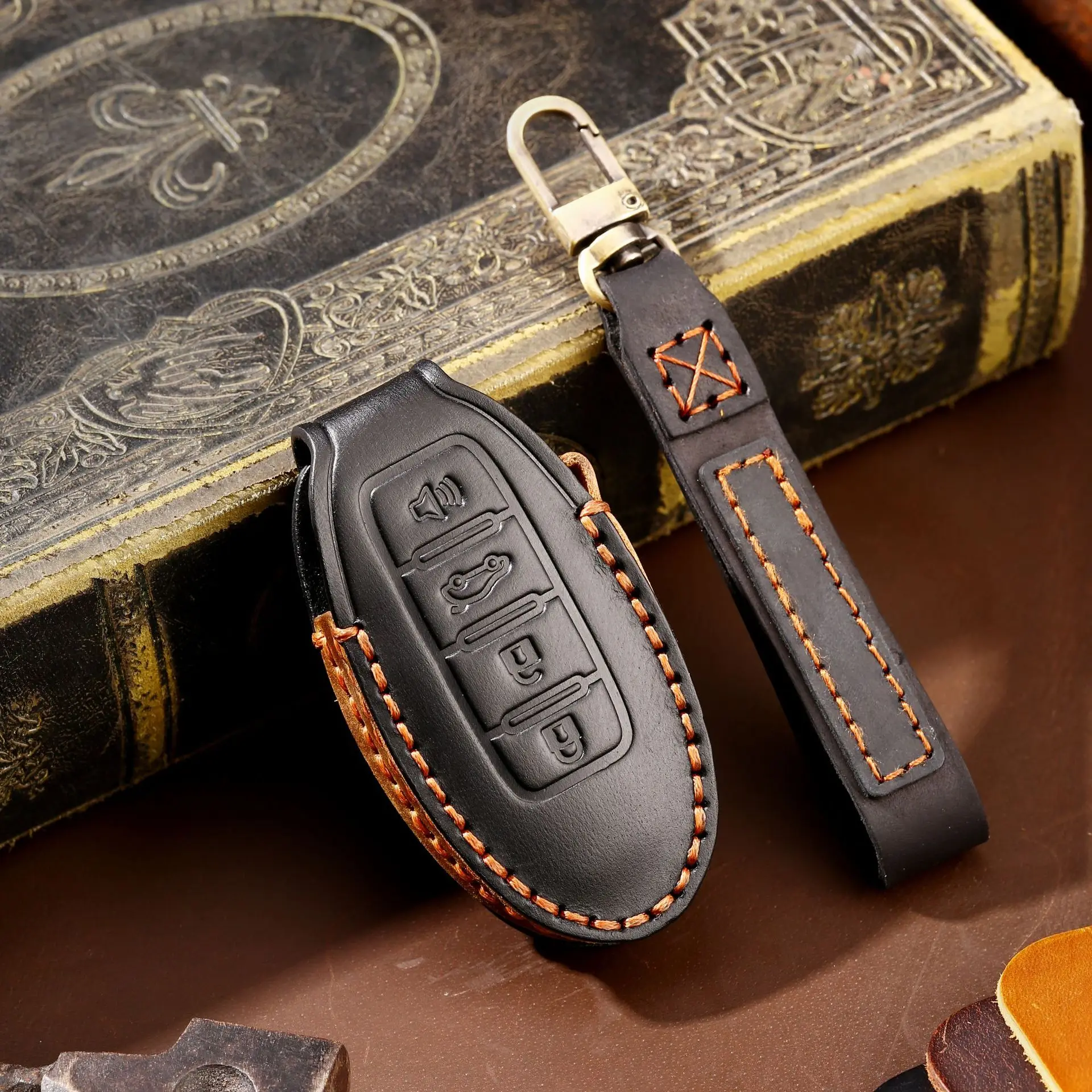 

Роскошный кожаный чехол для смарт-ключей, чехол, брелок для ключей для Nissan Bluebird Sylphy, Teana X Trail Tiida, автомобильные аксессуары, держатель, брелок