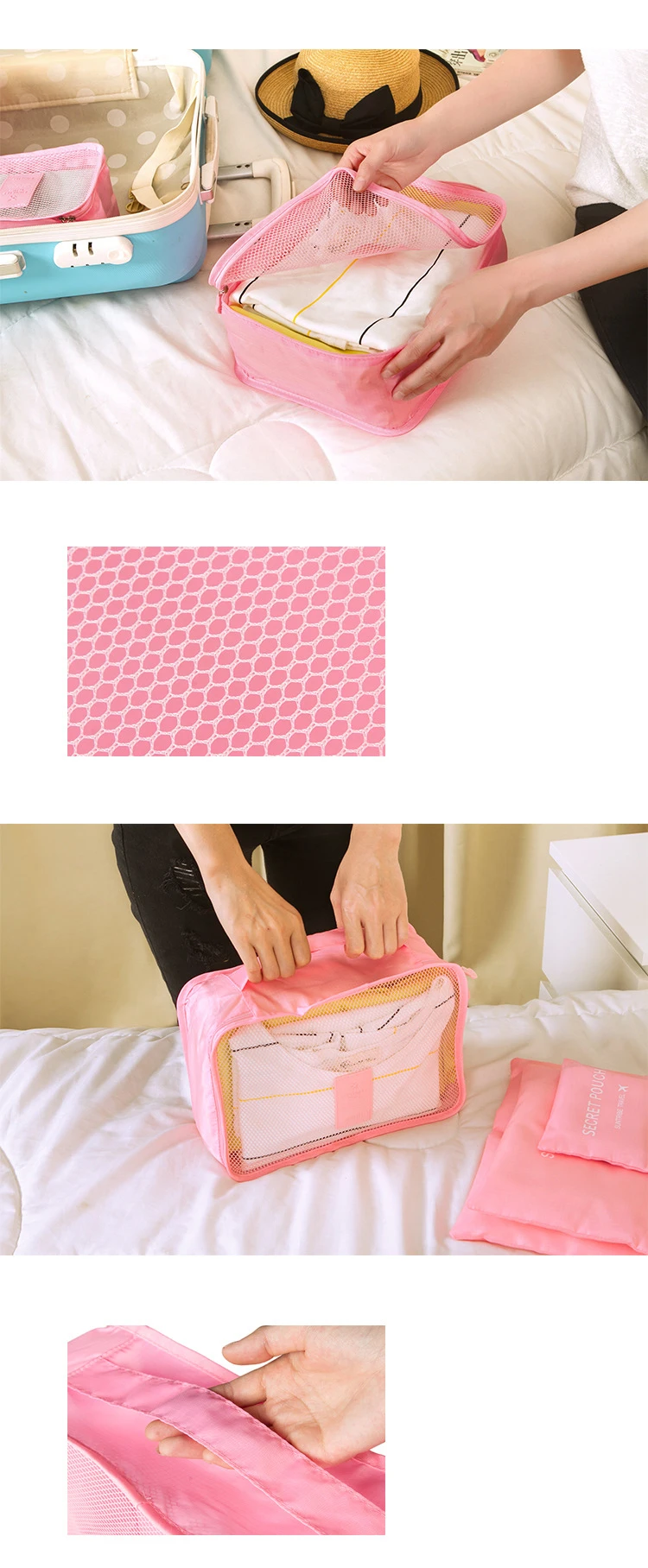 Travel 6Pcs Set Accessories suitcase organizer Clothes Storage Waterproof Bag Luggage Portable Organizer Packing Cube