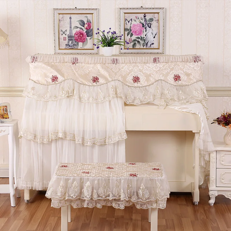 Beautiful Cotton Piano Cover Flower Printed Simple Lace Full Dust Decoration | Дом и сад