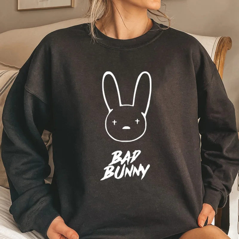 

Bad Bunny Hooded Sweatshirt Men Women Harajuku Pullover Streetwear Long Sleeve Fleece Hoodie Vintage Tracksuit Men's Clothes
