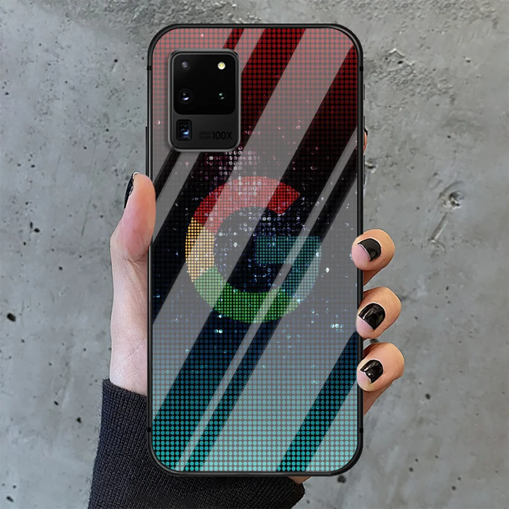 

Googles Logo Phone Tempered Glass Case Cover For Samsung Galaxy S Note 5 6 9 10 10E 20 21 FE Plus Uitra Soft Phone Case Cell