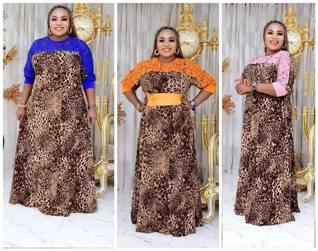 

Elegant African Lace Dresses 2021 Dashiki Print O-Neck Long Robe Dress Vestido Party Style Bazin Riche Autumn Fashion Sexy Dress