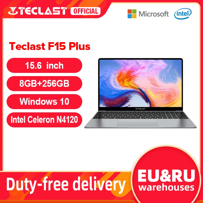Ульсветильник легкий ноутбук Teclast F15 Plus 15,6 дюйма 1920x1080 FHD 8 ГБ ОЗУ 256 ГБ SSD Windows 10 Intel Gemini Lake N4120 USB3.0 ноутбук - изображение