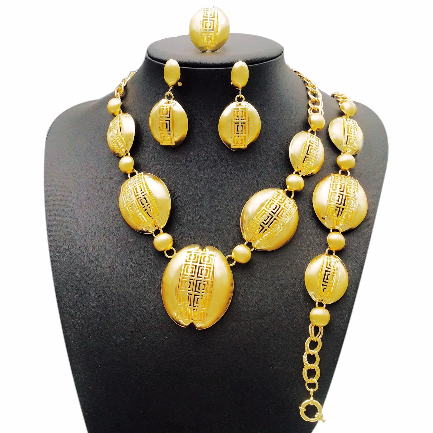 Фабрика Yulaili по индивидуальному заказу, новый дизайн, Африканский Золотой наполненный юбилейный костюм, женское большое ожерелье, серьги, к...