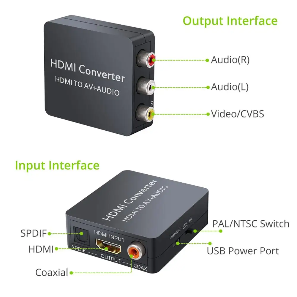 PROZOR HDMI Совместимость с AV 3RCA CVBS композитный видео конвертер в + аудио Toslink Spdif