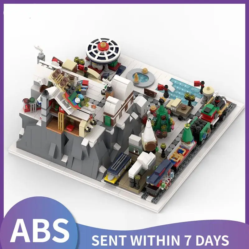 

Winter Wonderland -Winter Village modular house Architecture Building Blocks Christmas tree Snow constructor children's toys
