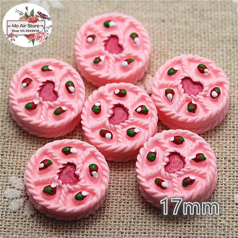 

10pcs Resin kawaii Pink Cake flat back Cabochon Art Supply Decoration Charm Craft DIY 17mm
