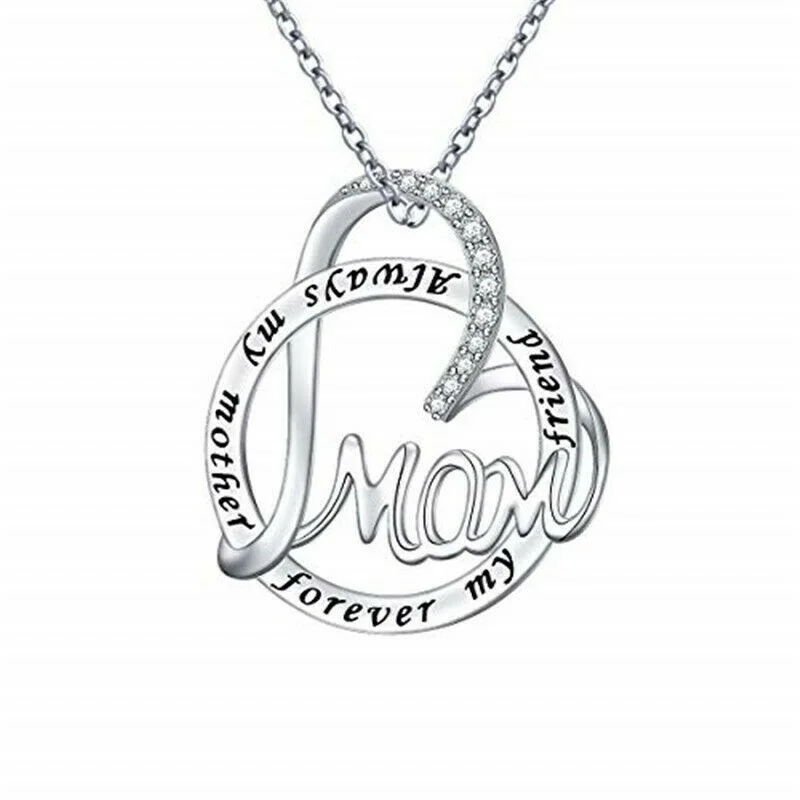 

Женское Ожерелье с кулоном в виде сердца из циркония с серебряным покрытием для мамы и дочери