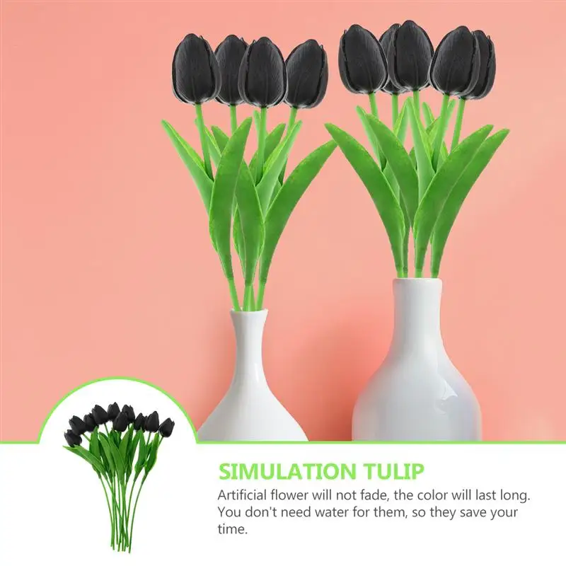 Искусственные тюльпаны 10 шт. настольные украшения черные украшение для дома | Дом