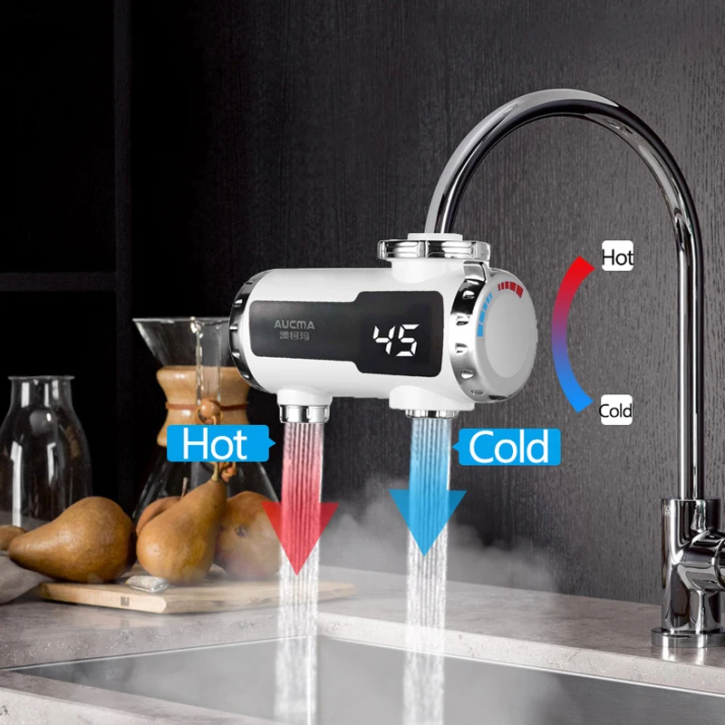 

3000W Instant Electric Faucet Fast Heating Electric Tap Water Heater Hot and Cold Double Outlet Instantaneous Heating LCD 220V