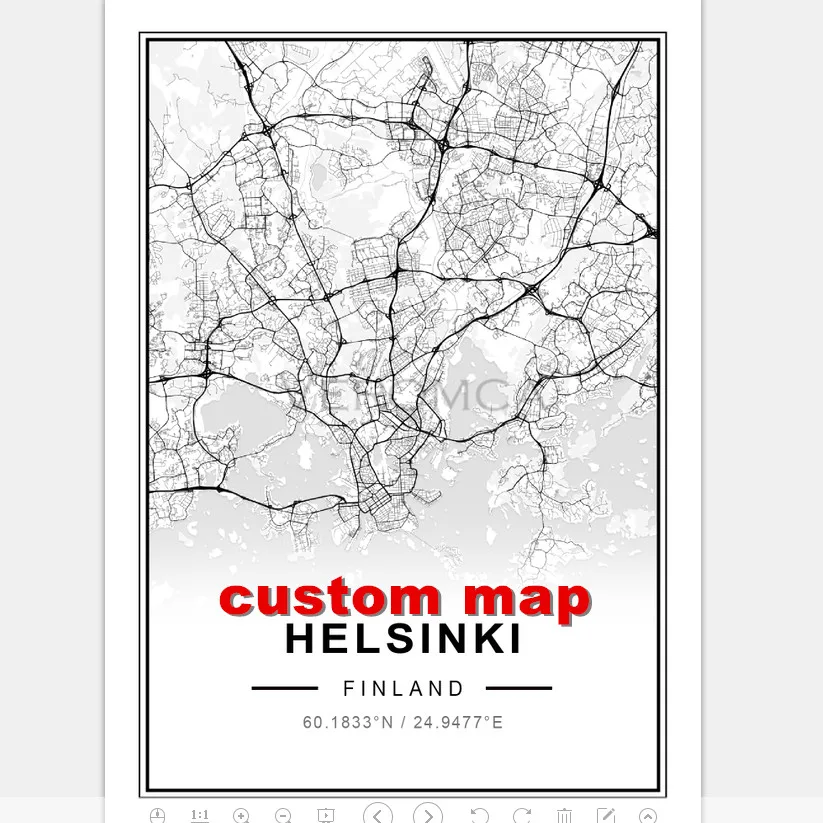 Португалия Лиссабон Карта города Черный и белый Абстрактная живопись плакат