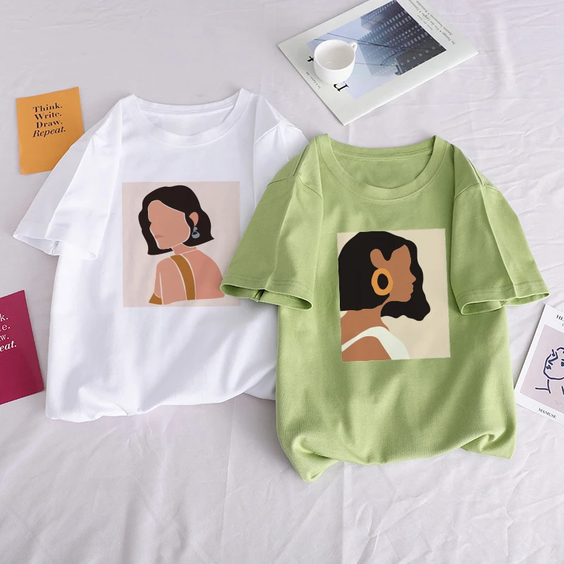 Женские футболки с короткими рукавами летние хлопковые принтом болотного цвета