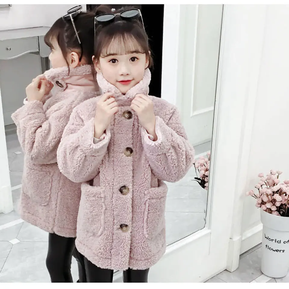 Fashion New Kids Clothes Autumn Winter Girls Jackets Children Outwear Turn-Down Collar Warm Casual Girls Clothing Coats Costume