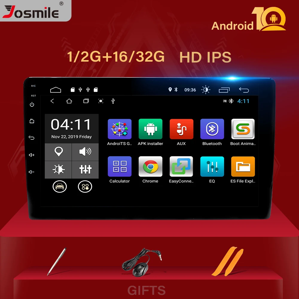Автомобильный мультимедийный плеер 4 ядра 10 1 дюйма 1DIN Android 0 универсальный