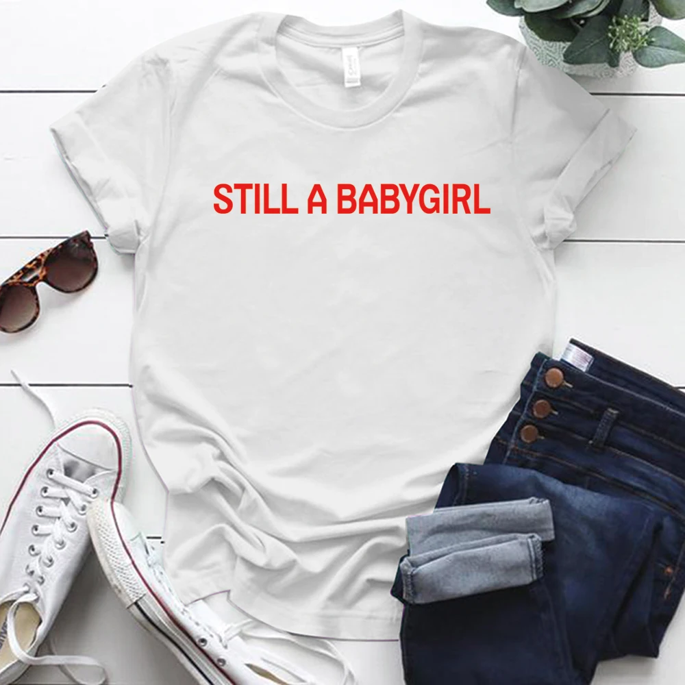 

Женские футболки, топы, футболка с надписью «STILL A BABYGIRL» в стиле Харадзюку, футболка большого размера для женщин в Корейском стиле, уличная од...