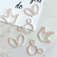 10 pcslot rhinestone buttons crystal buckles girls crown headwear children diy hair jewelry accessories wedding decoration